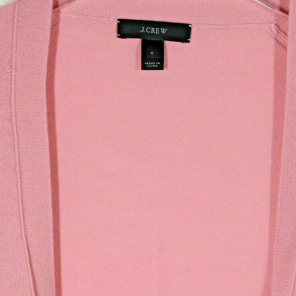 J. Crew Cardigan Sweater Size M Pink 100% Merino Wool Long V-Neck Pockets NWOT - Picture 4 of 4